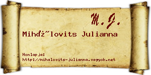 Mihálovits Julianna névjegykártya